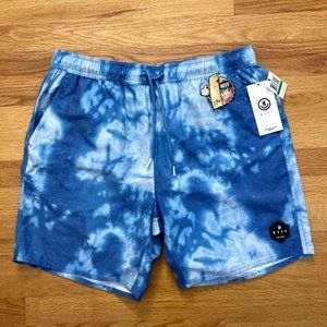 NEFF Men's Vintage Hot Tub Elastic Waist Swim Trunk 17" Large NEW Ocean Crystal